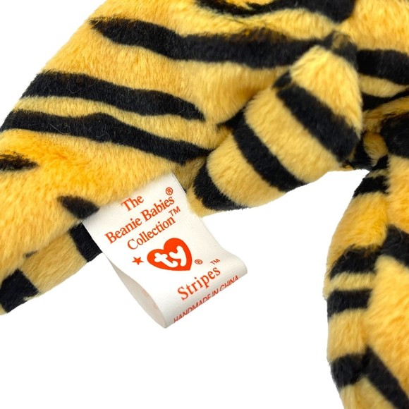 TY Beanie Babies Baby STRIPES the BENGAL TIGER Cat PVC Pellets RETIRED Vintage - Picture 13 of 14